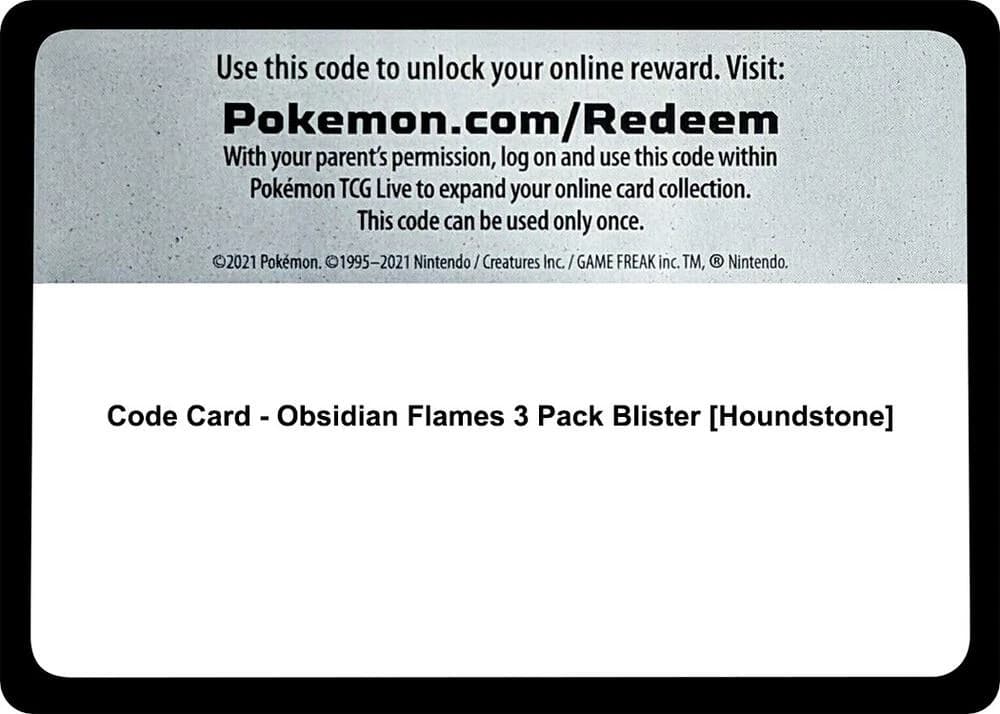 Code Card - Obsidian Flames 3 Pack Blister [Houndstone]