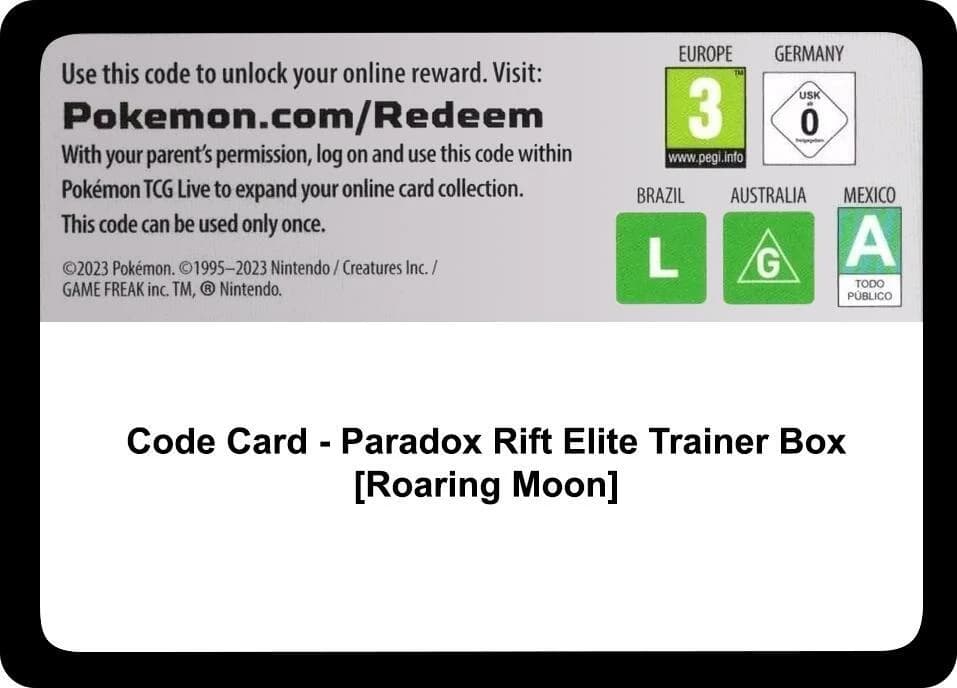 Code Card - Paradox Rift Elite Trainer Box [Roaring Moon]