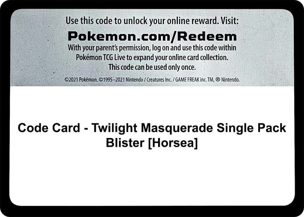 Code Card - Twilight Masquerade Single Pack Blister [Horsea]