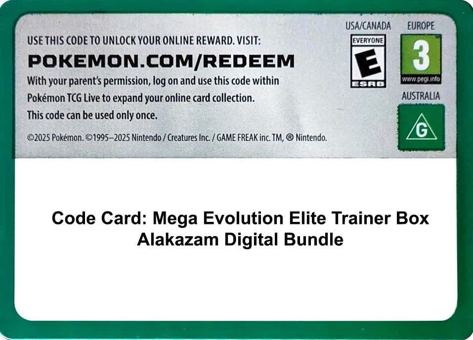 Code Card - Mega Evolution Elite Trainer Box Alakazam Digital Bundle