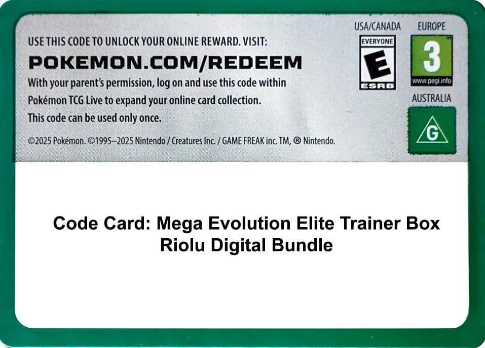 Code Card - Mega Evolution Elite Trainer Box Riolu Digital Bundle