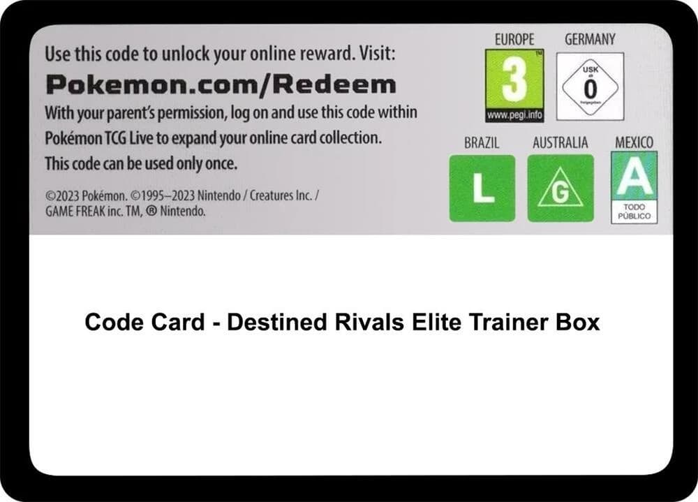 Code Card - Destined Rivals Elite Trainer Box